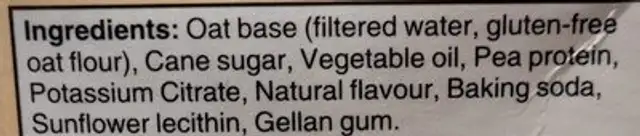 oat creamer ingredients label