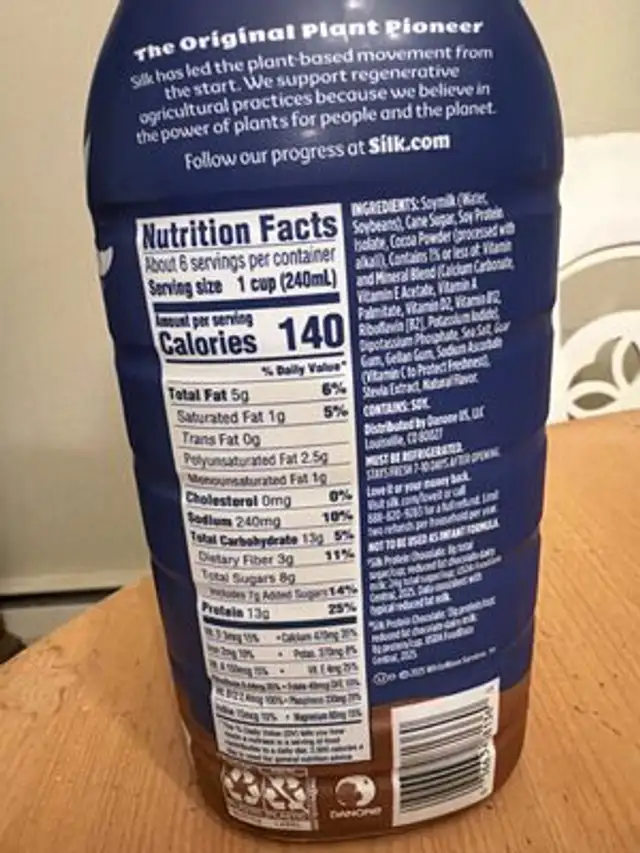 Soy Protein Milk nutrition facts table