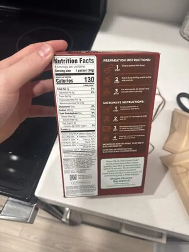 Maple Brown Sugar Oatmeal nutrition facts table