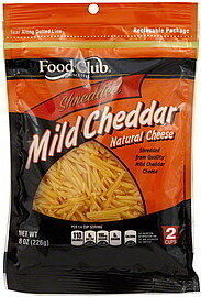 Shredded mild cheddar cheese