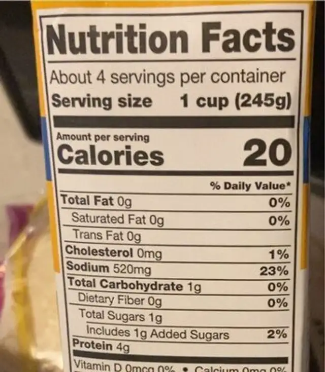 Chicken Cooking Stock nutrition facts table