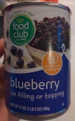 Blueberry pie filling or topping, blueberry