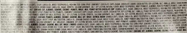 Food Club Chewy Granola Bars Variety Pack ingredients label