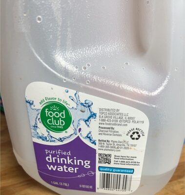 Purified drinking water front packaging