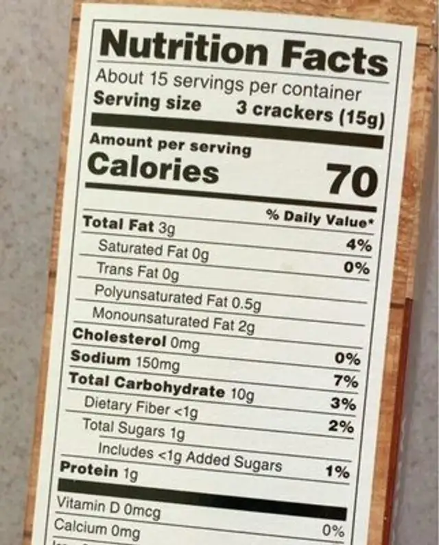 Wheat entertainment crackers nutrition facts table