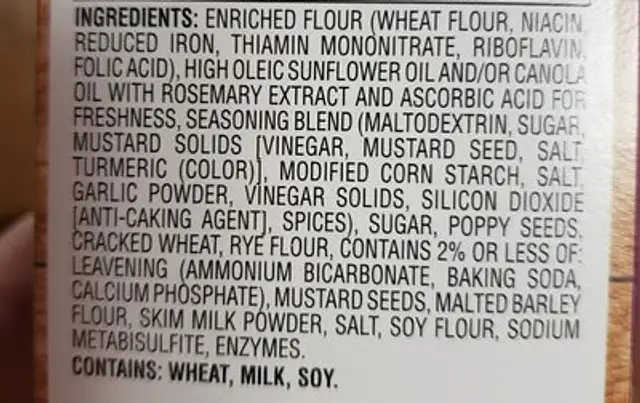 multigrain crackers ingredients label