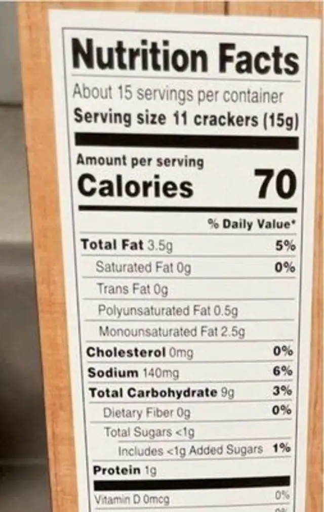 Wheat bite sized crackers nutrition facts table