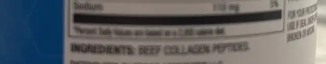 Collagen peptides ingredients label