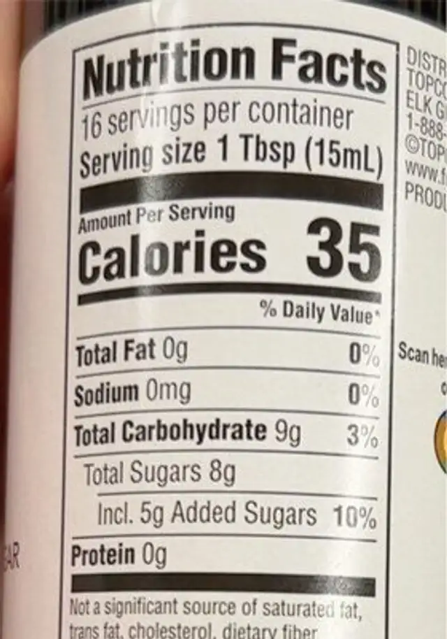 Glaze Balsamic Vinegar nutrition facts table
