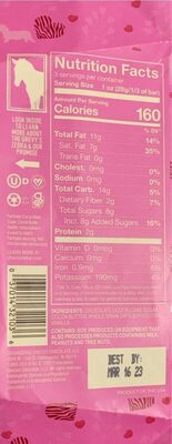 Oat Milk + 55% Dark Chocolate (Zebra Vday) nutrition facts table