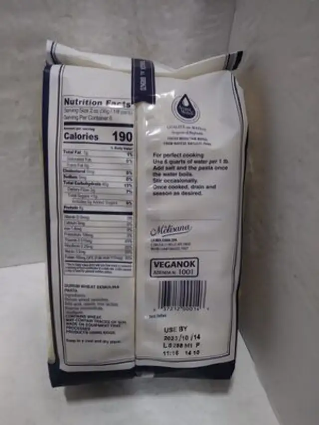 Shells ingredients label