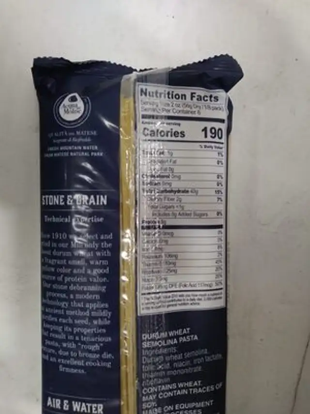Spaghetti Pasta nutrition facts table