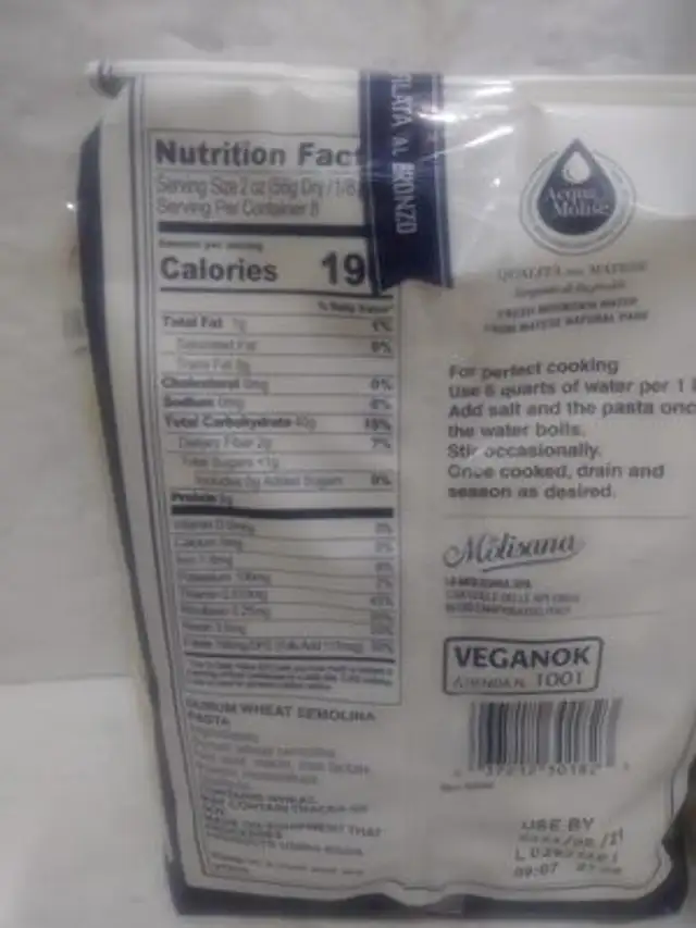 Broze Die ingredients label
