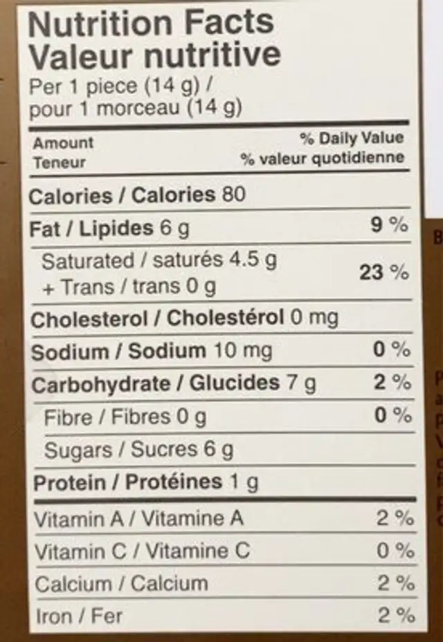 Lindt Lindor Assorted nutrition facts table