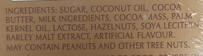 Lindt ingredients label