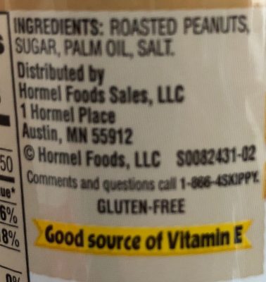 Natural Peanut Butter Spread extra crunchy imp ingredients label