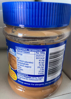 Skippy Peanut Butter Crunchy ingredients label