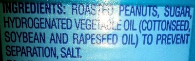 Peanut Butter ingredients label