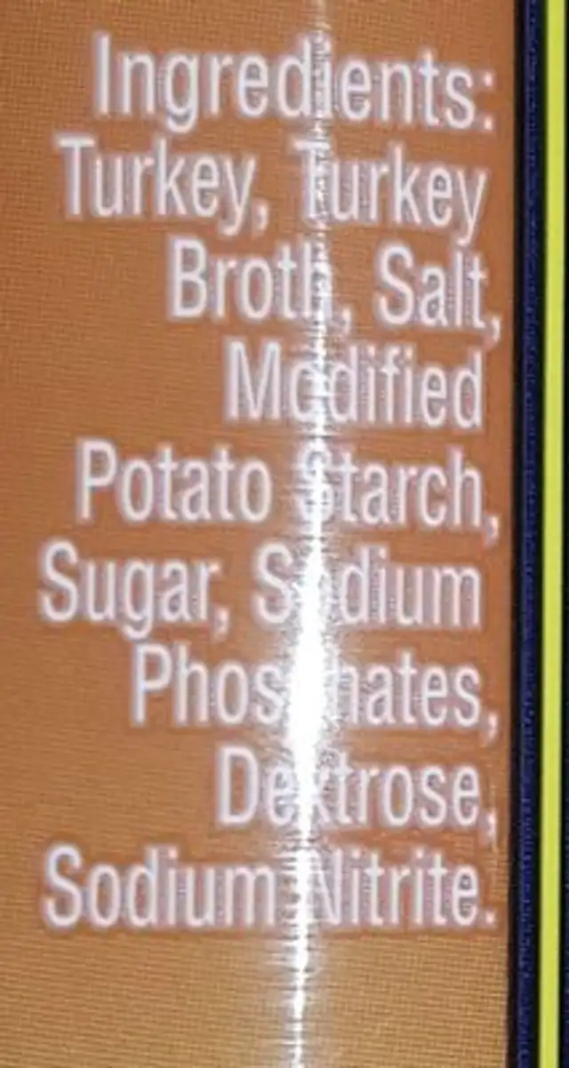 Oven Roasted Turkey ingredients label