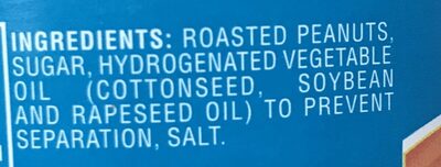 Creamy Peanut Butter ingredients label