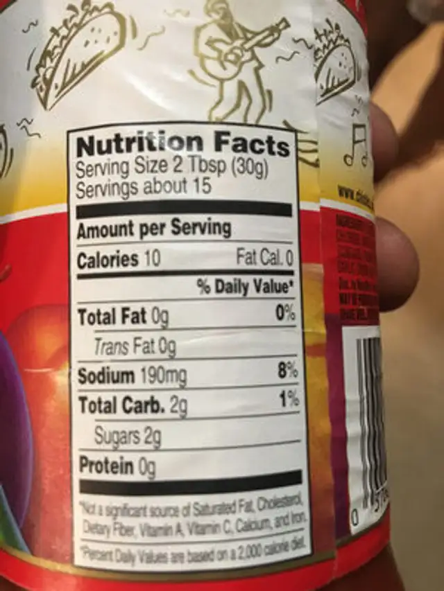 Thick & chunky salsa nutrition facts table