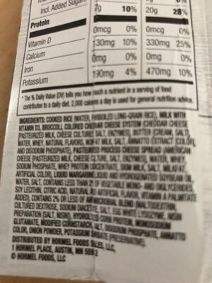 cheddar broccoli rice hormel ingredients label