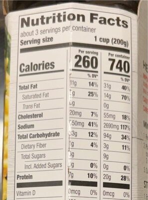 cheddar broccoli rice hormel nutrition facts table