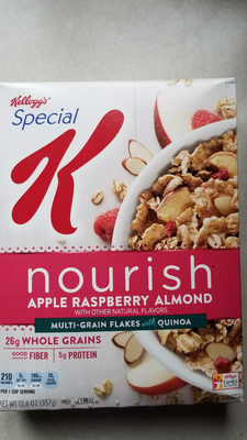 Multi-grain flakes with quinoa cereal, apple raspberry almond