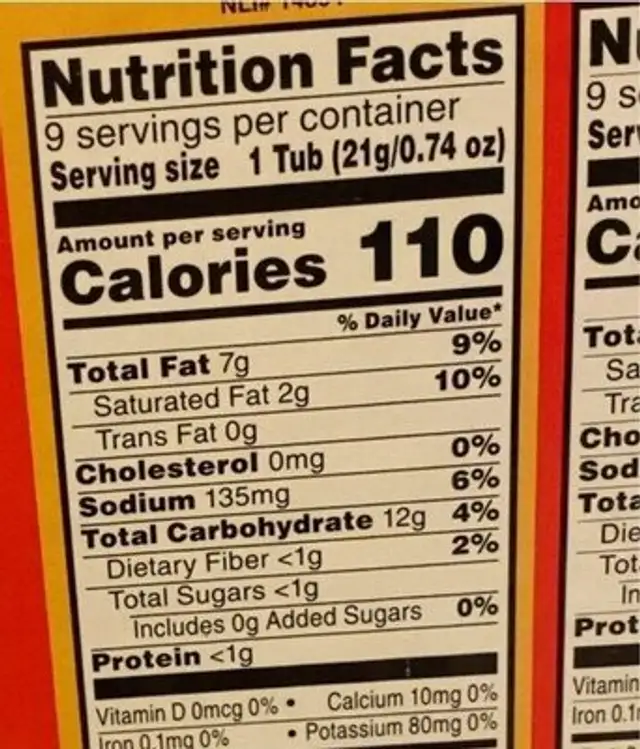 Snack stacks potato crisps chips cup nutrition facts table