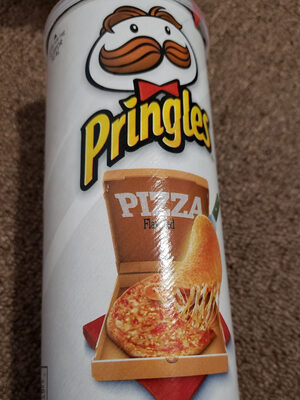 Potato crisps, pizza front packaging