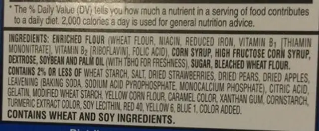 Pop tarts ingredients label