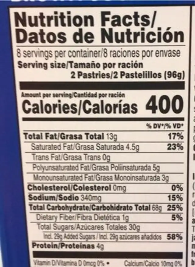 Brown Suagr Cinnamon Frosted Strawberry nutrition facts table