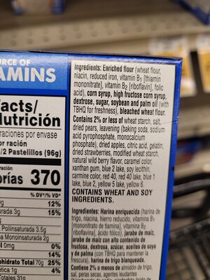 Frosted Wild Berry Pop-Tarts ingredients label