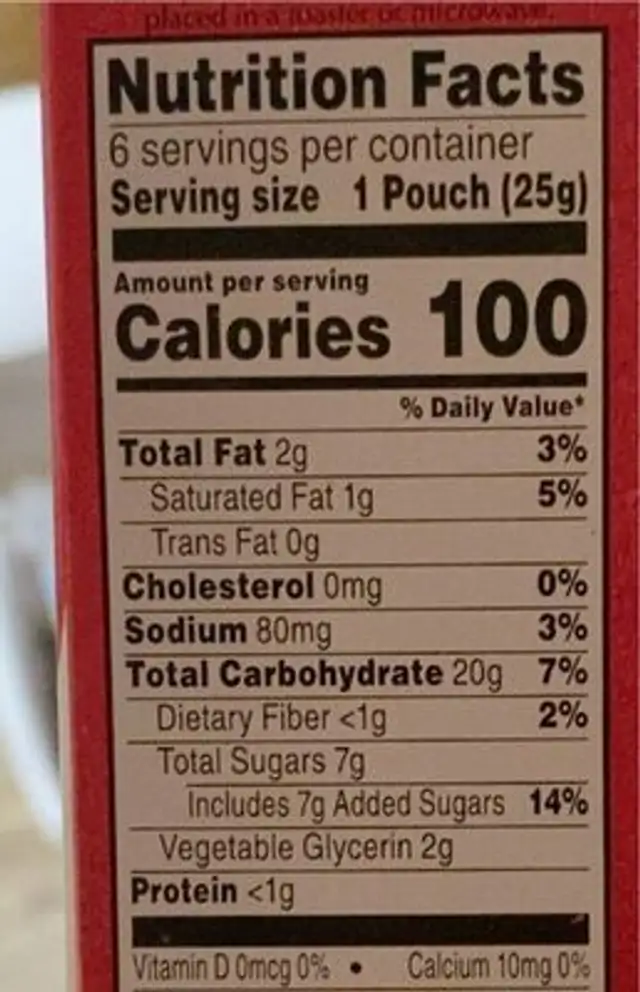Pastery crisp nutrition facts table