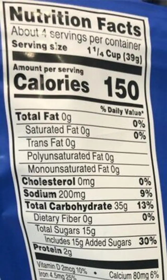 Tiger Paws jumbo snac nutrition facts table