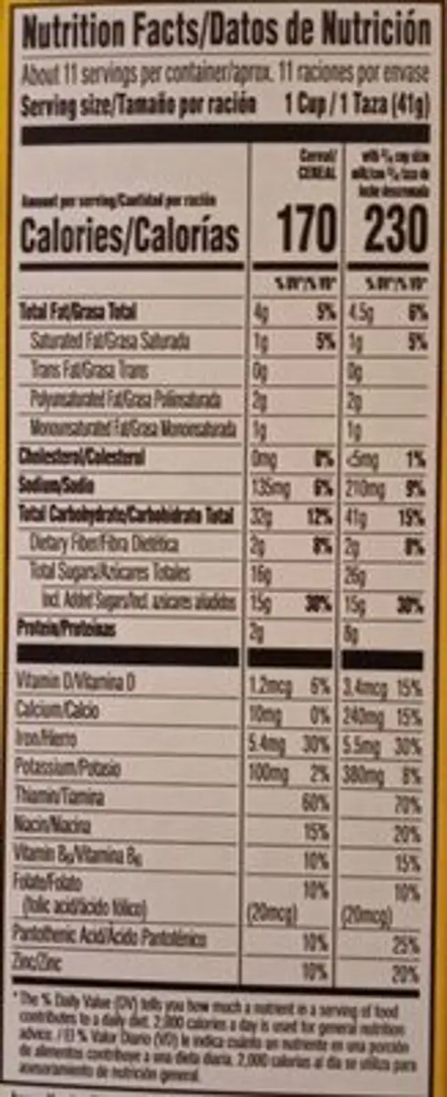 Chocolate chip cookie dough nutrition facts table