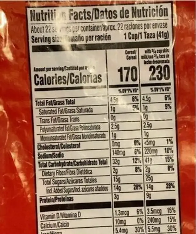 Krave nutrition facts table