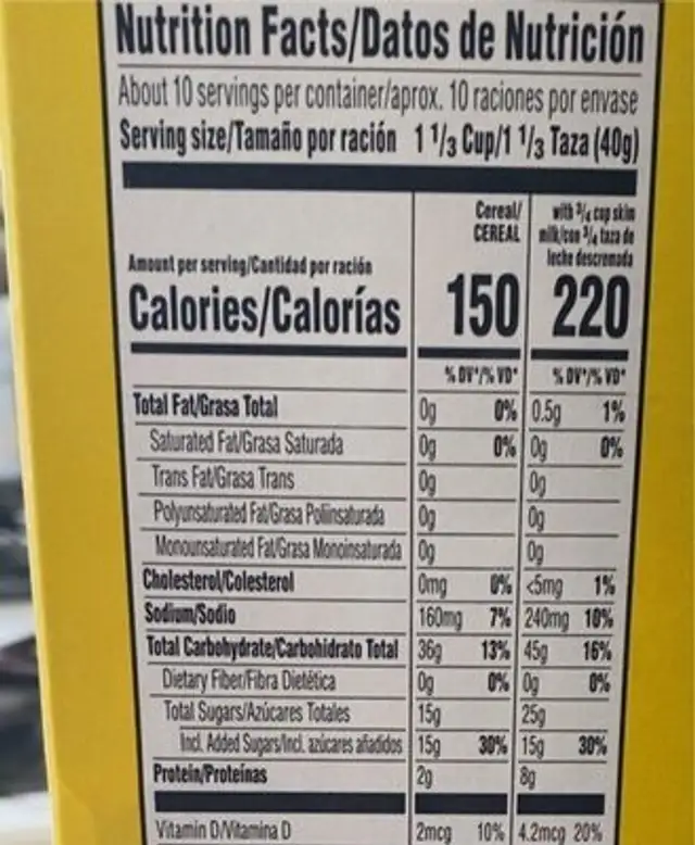 Corn pops nutrition facts table