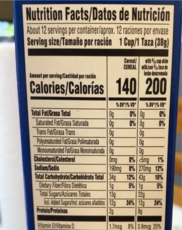 Frosted flakes nutrition facts table