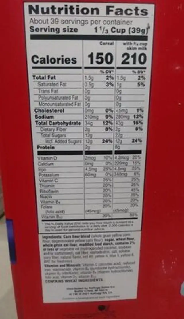 Froot loops nutrition facts table