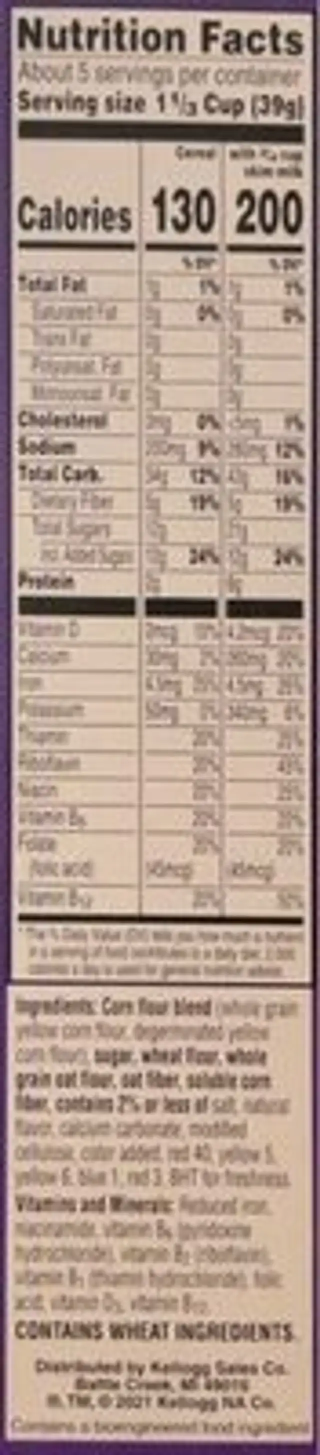 Together with Pride nutrition facts table
