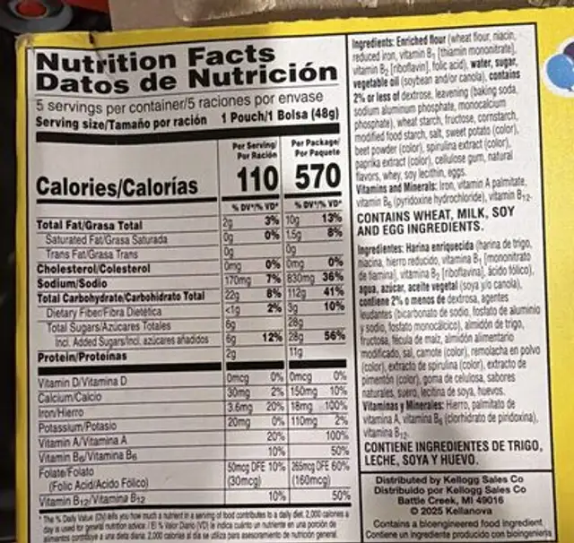 Eggo Minis Pancakes - Birthday Cake nutrition facts table