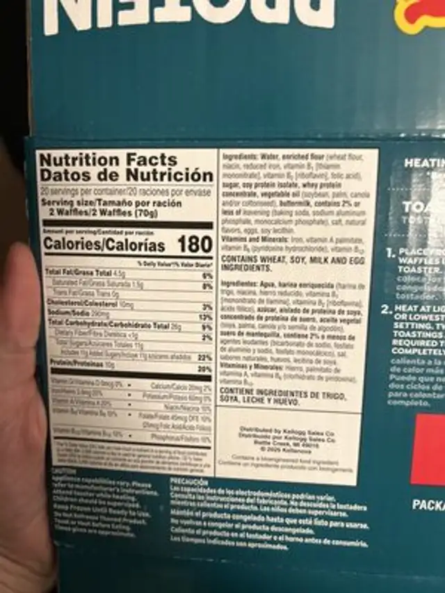 Protein Waffles nutrition facts table