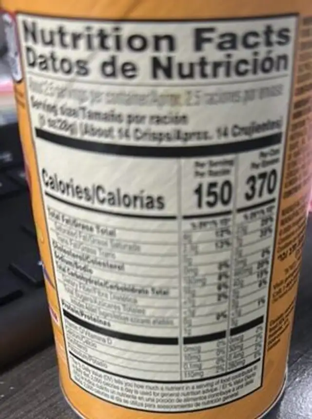 Cheddar Cheese nutrition facts table