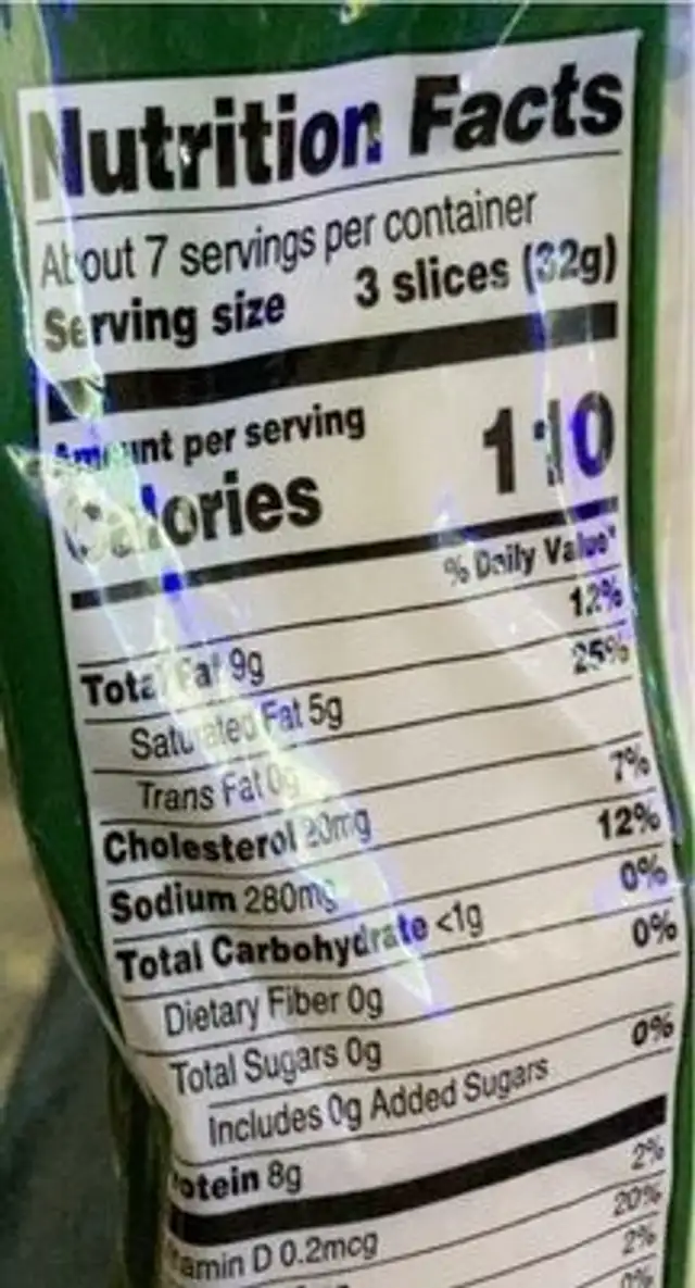 Smoked provolone nutrition facts table