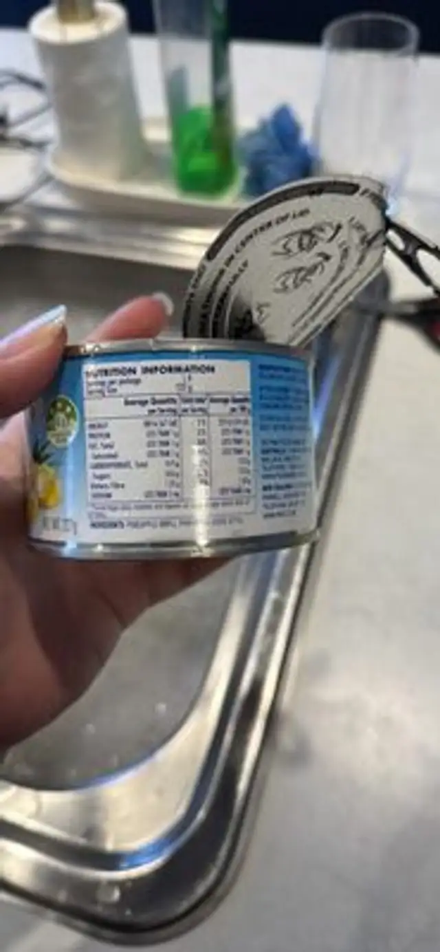 Pineapple Chunks in Juice nutrition facts table
