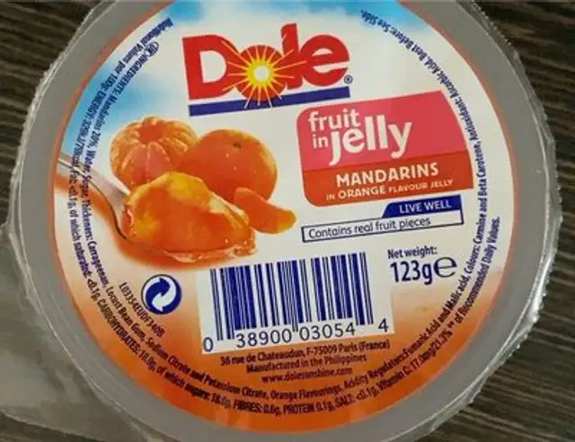 Mandarins in Orange Jelly nutrition facts table