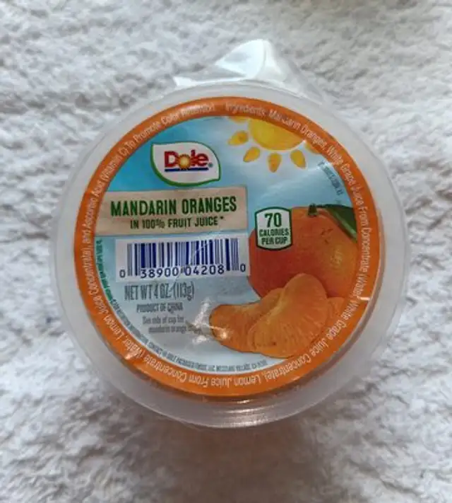 Mandarin oranges in fruit juice ounce containers