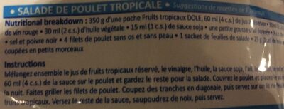 Dole profesional ingredients label