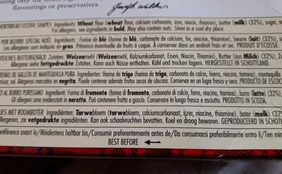 SHORBREAD PURE  BUTTER ingredients label